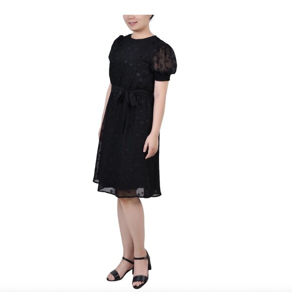 NY COLLECTION Petite Elbow Sleeve Swiss Dot Dress Size PM NWT - Picture 2 of 3